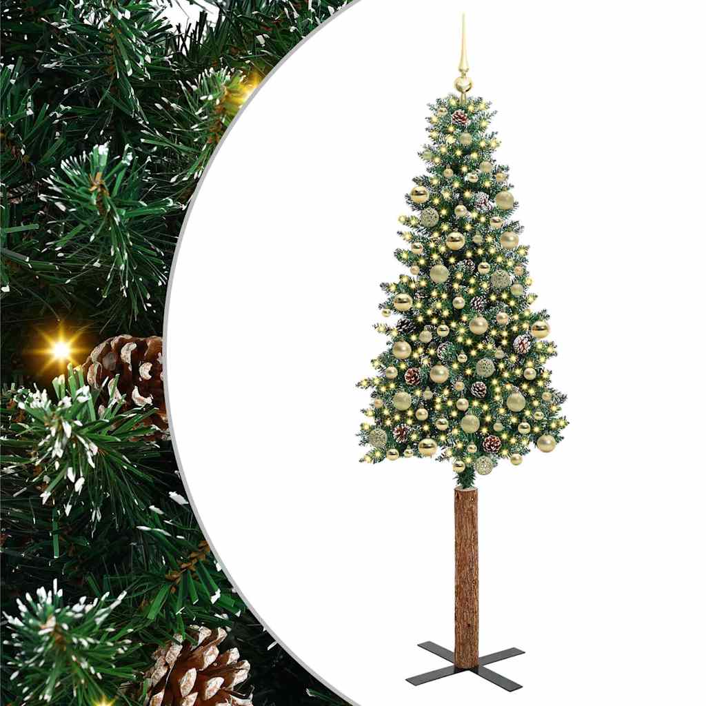 Sapin de Noël mince avec 300 LED Vert et blanc 210 cm - XIOS