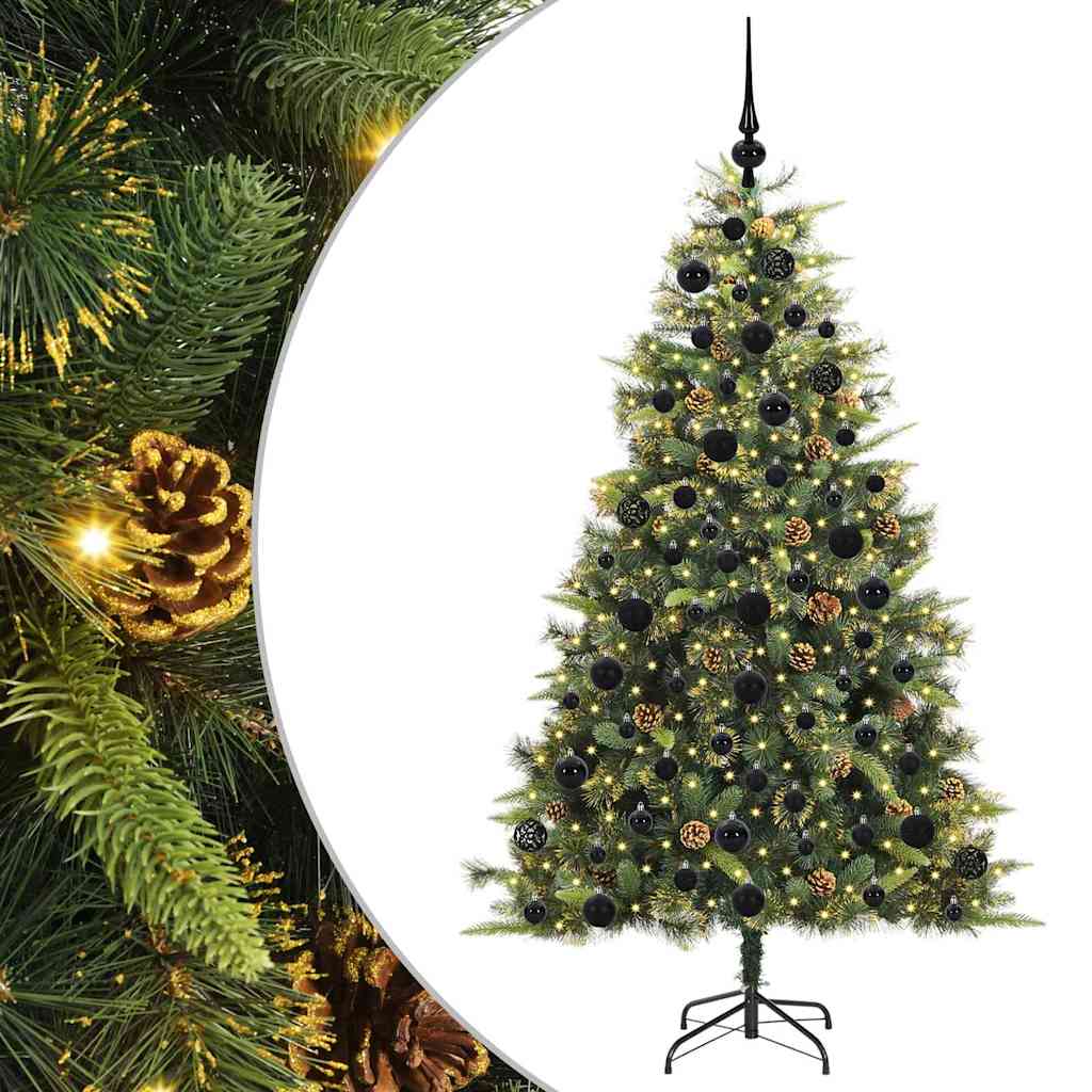 Sapin de Noël artificiel avec branches pliables et cônes 180 cm