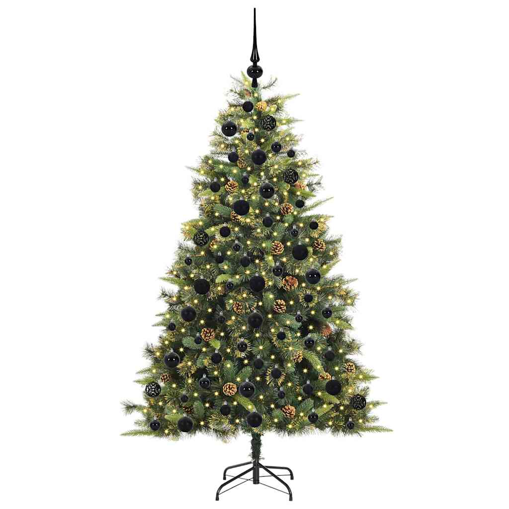 Sapin de Noël artificiel avec branches pliables et cônes 180 cm