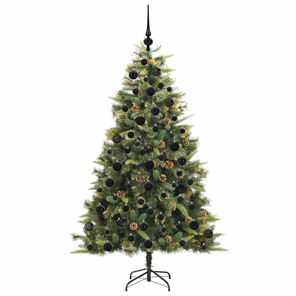 Sapin de Noël artificiel avec branches pliables et cônes 180 cm