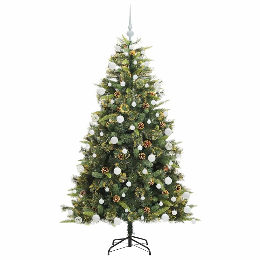 Sapin de Noël artificiel avec branches pliables et cônes 180 cm