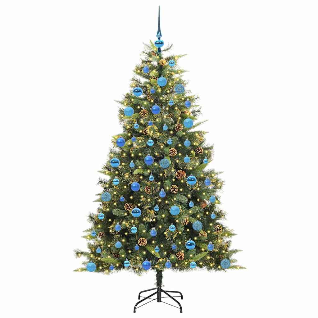 Sapin de Noël artificiel avec branches pliables et cônes 180 cm