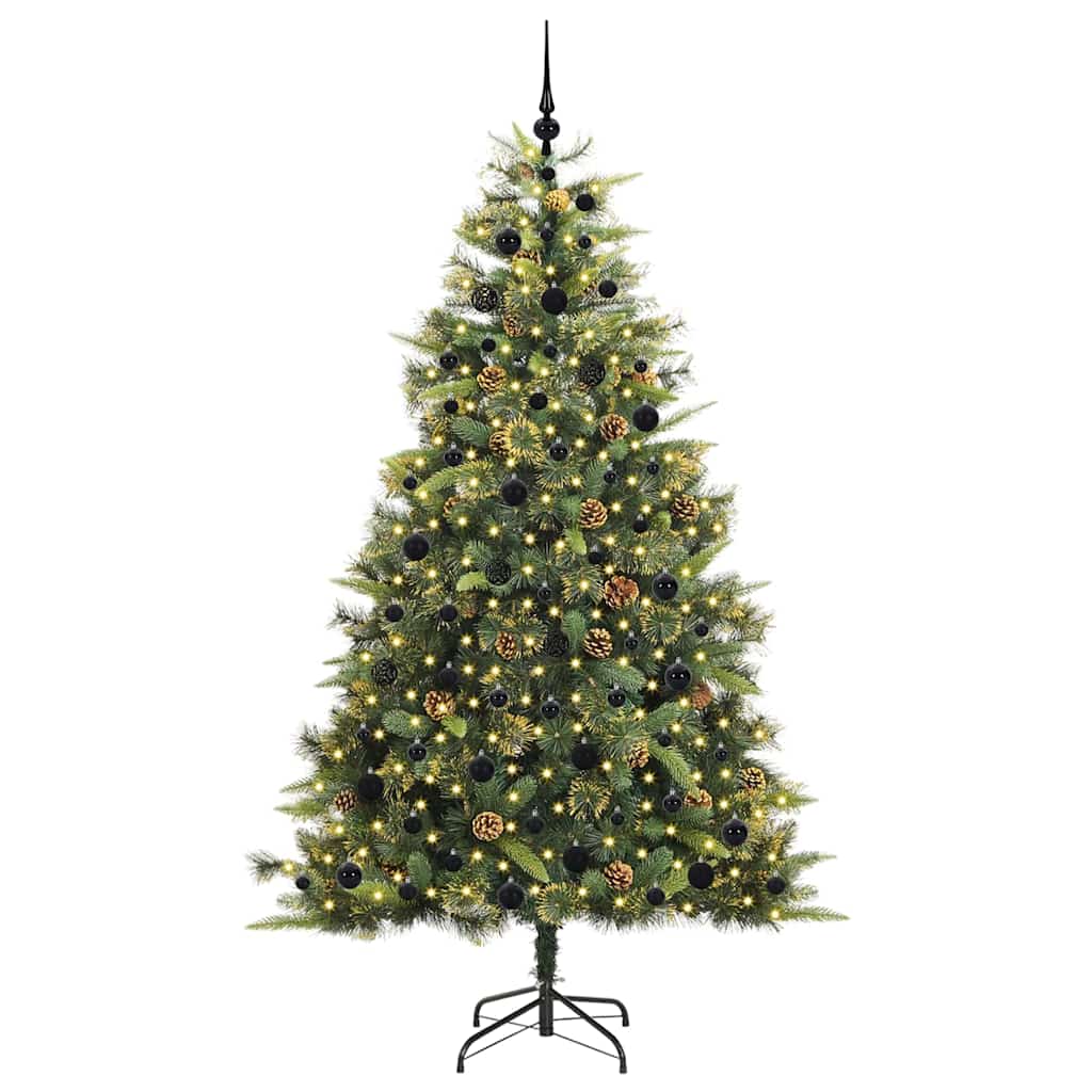 Sapin de Noël artificiel avec branches pliables et cônes 210 cm