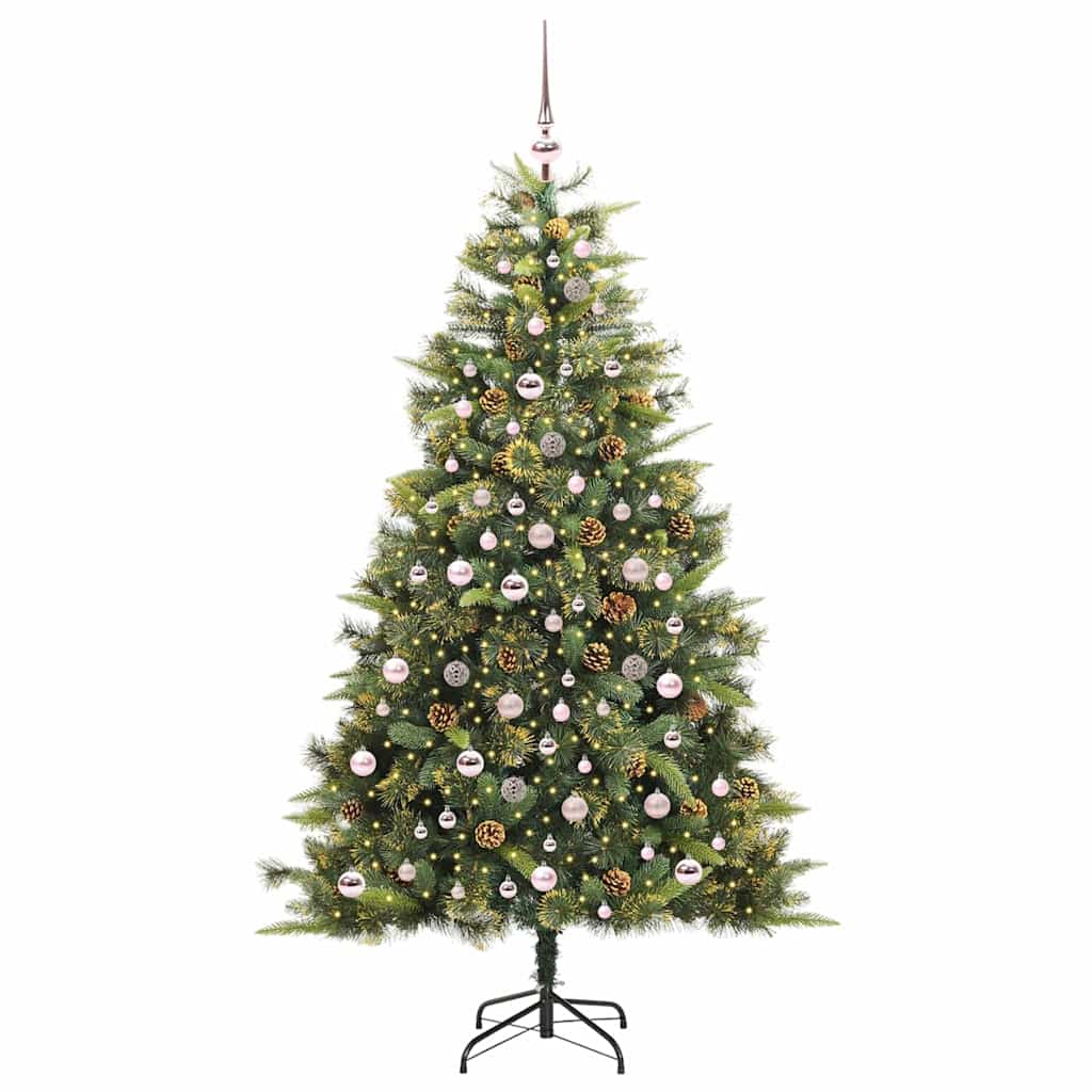 Sapin de Noël artificiel avec branches pliables et cônes 210 cm