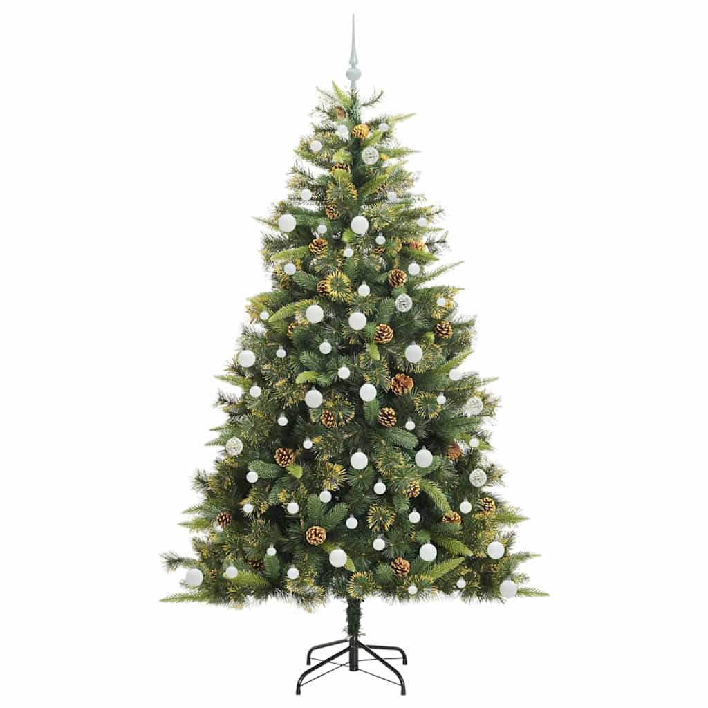 Sapin de Noël artificiel avec branches pliables et cônes 210 cm