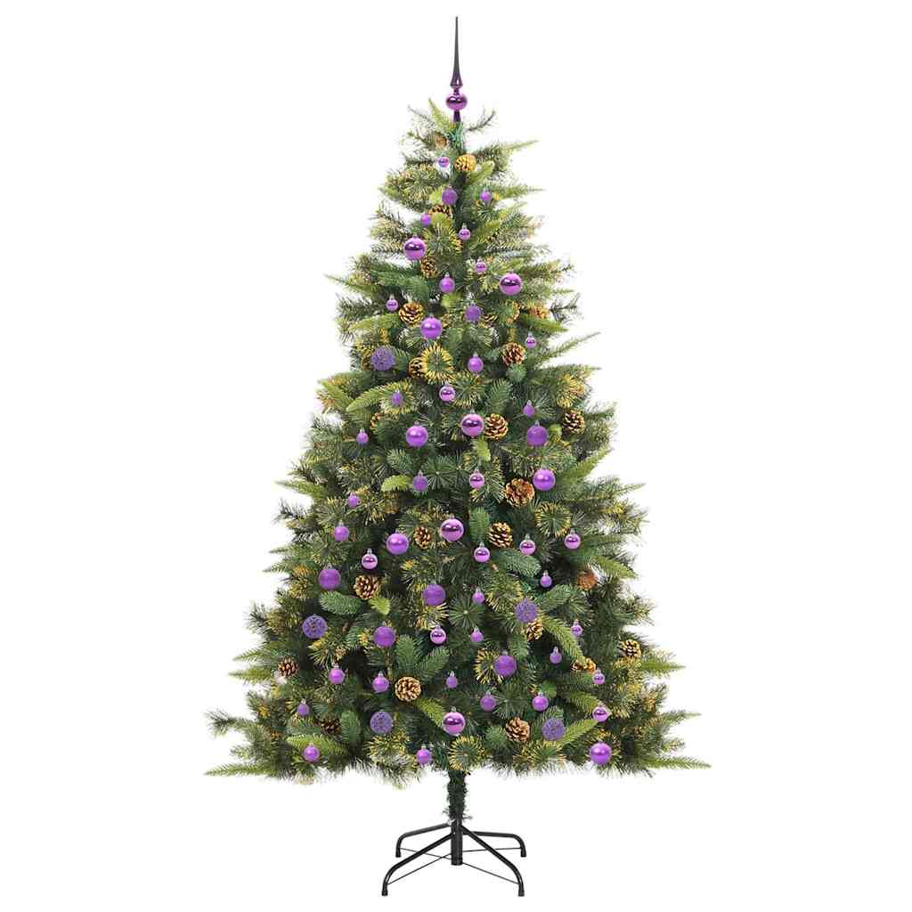 Sapin de Noël artificiel avec branches pliables et cônes 210 cm