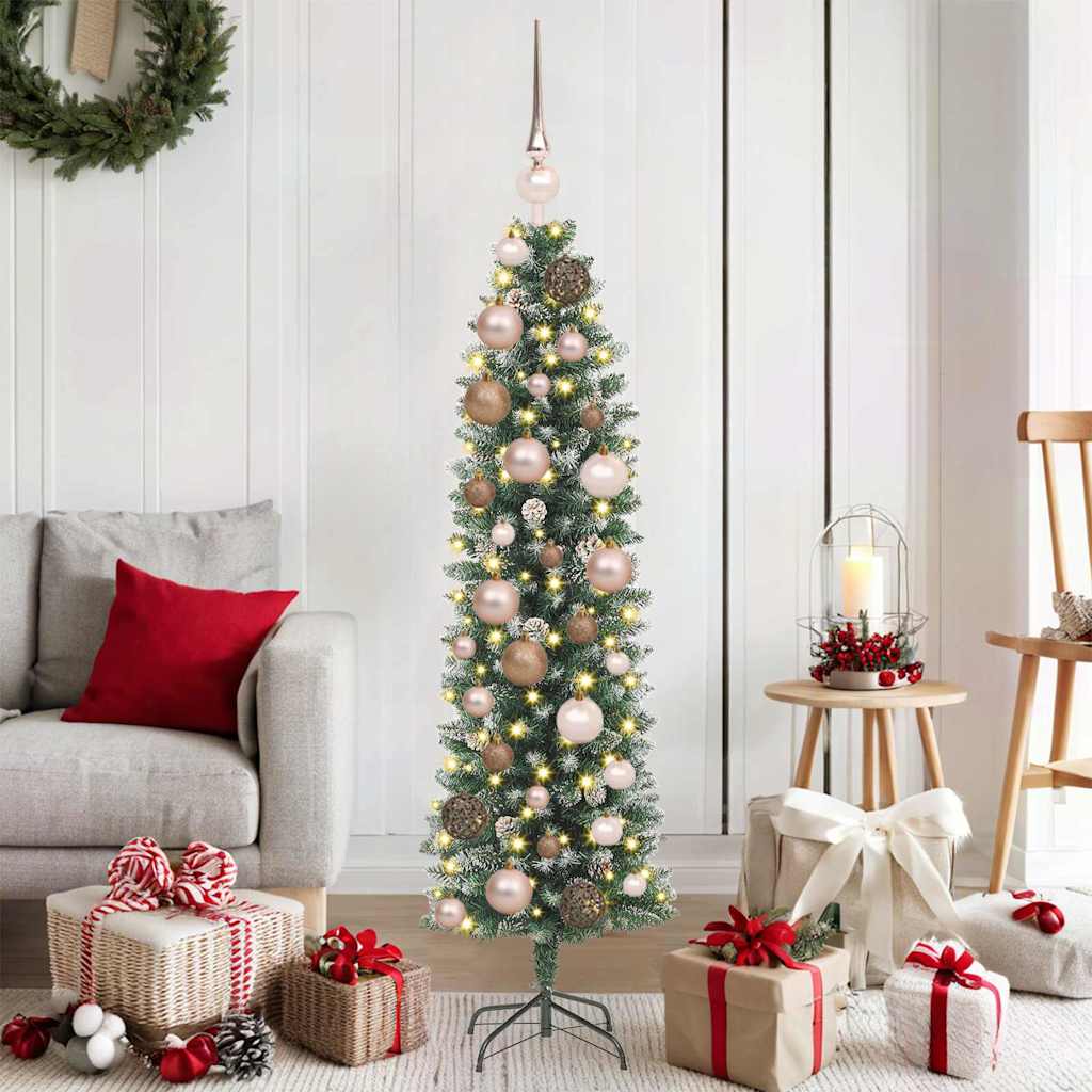 Arbre de Noël artificiel slim avec 150 LED Vert et blanc 120 cm - XIOS