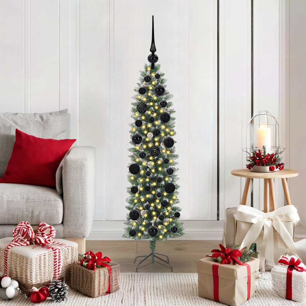 Arbre de Noël artificiel slim avec 150 LED Vert et blanc 120 cm - XIOS