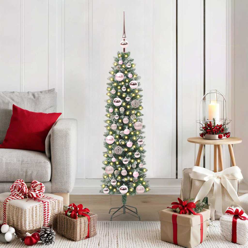 Arbre de Noël artificiel slim avec 150 LED Vert et blanc 120 cm - XIOS
