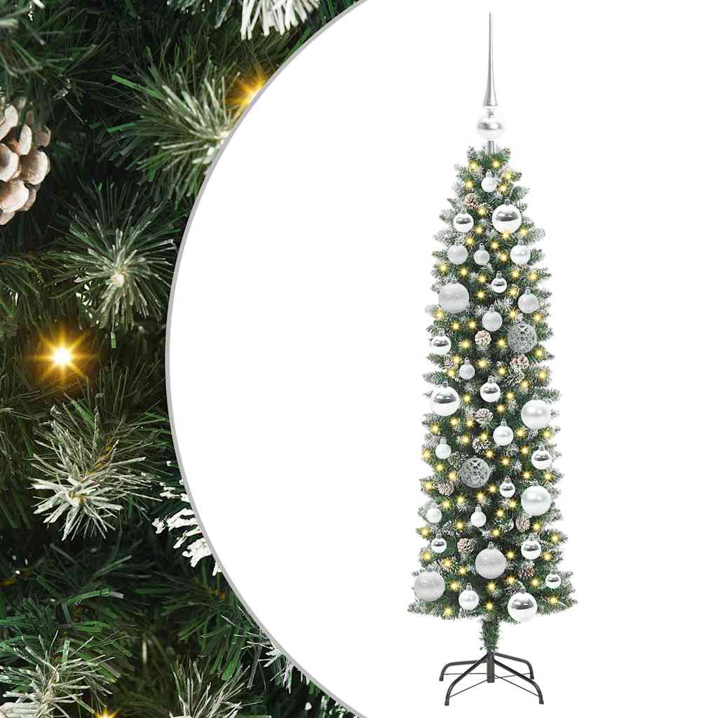 Arbre de Noël artificiel slim avec 150 LED Vert et blanc 120 cm - XIOS