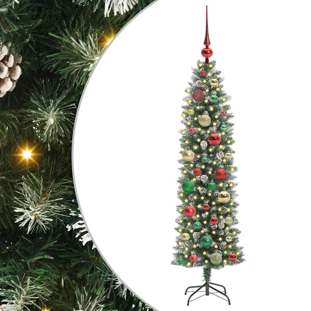 Arbre de Noël artificiel slim avec 150 LED Vert et blanc 120 cm - XIOS