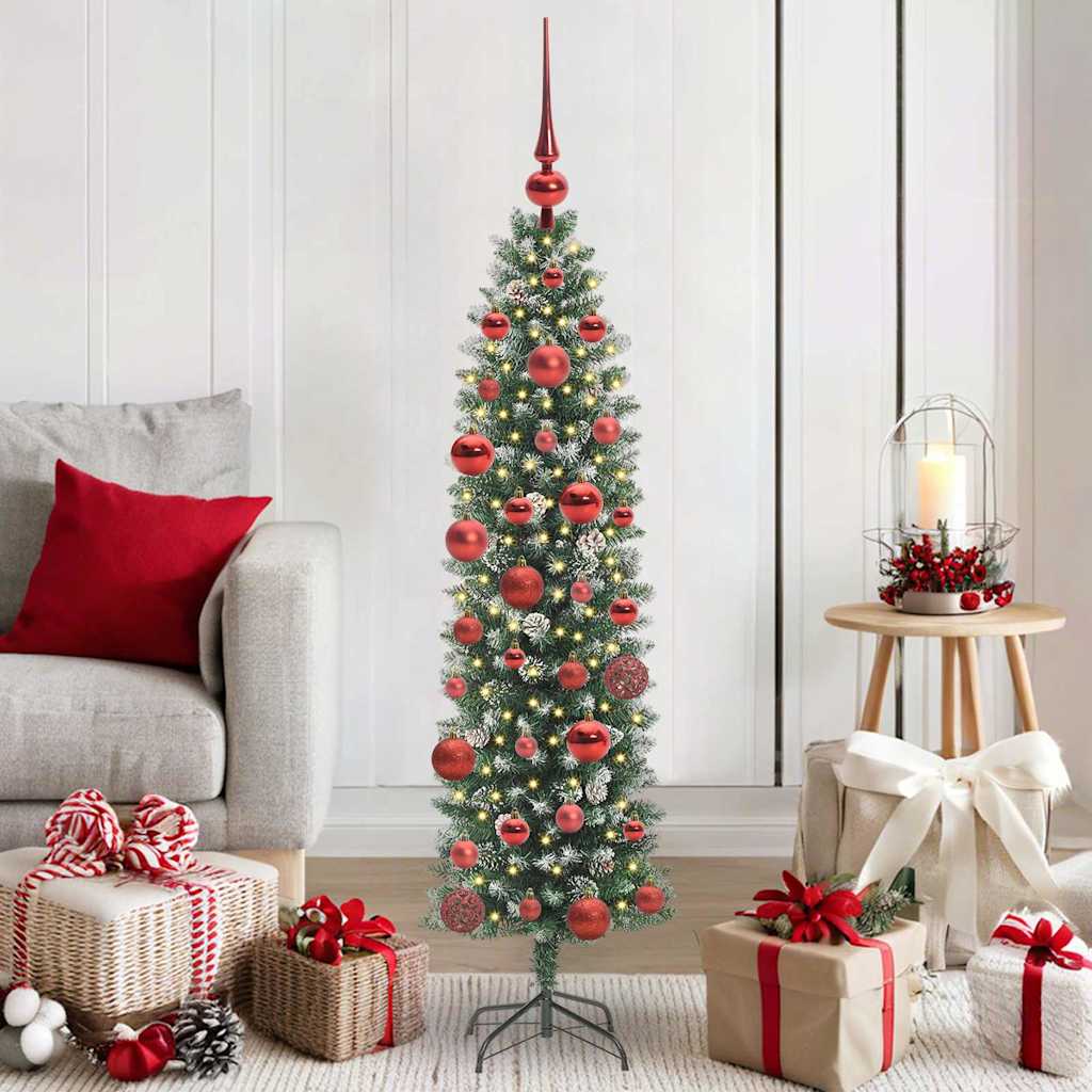 Arbre de Noël artificiel slim avec 150 LED Vert et blanc 150 cm - XIOS