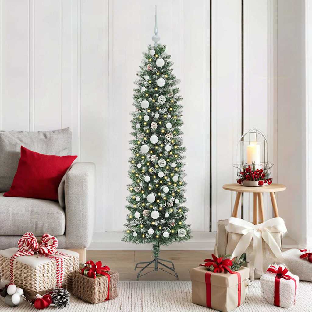 Arbre de Noël artificiel slim avec 150 LED Vert et blanc 150 cm - XIOS