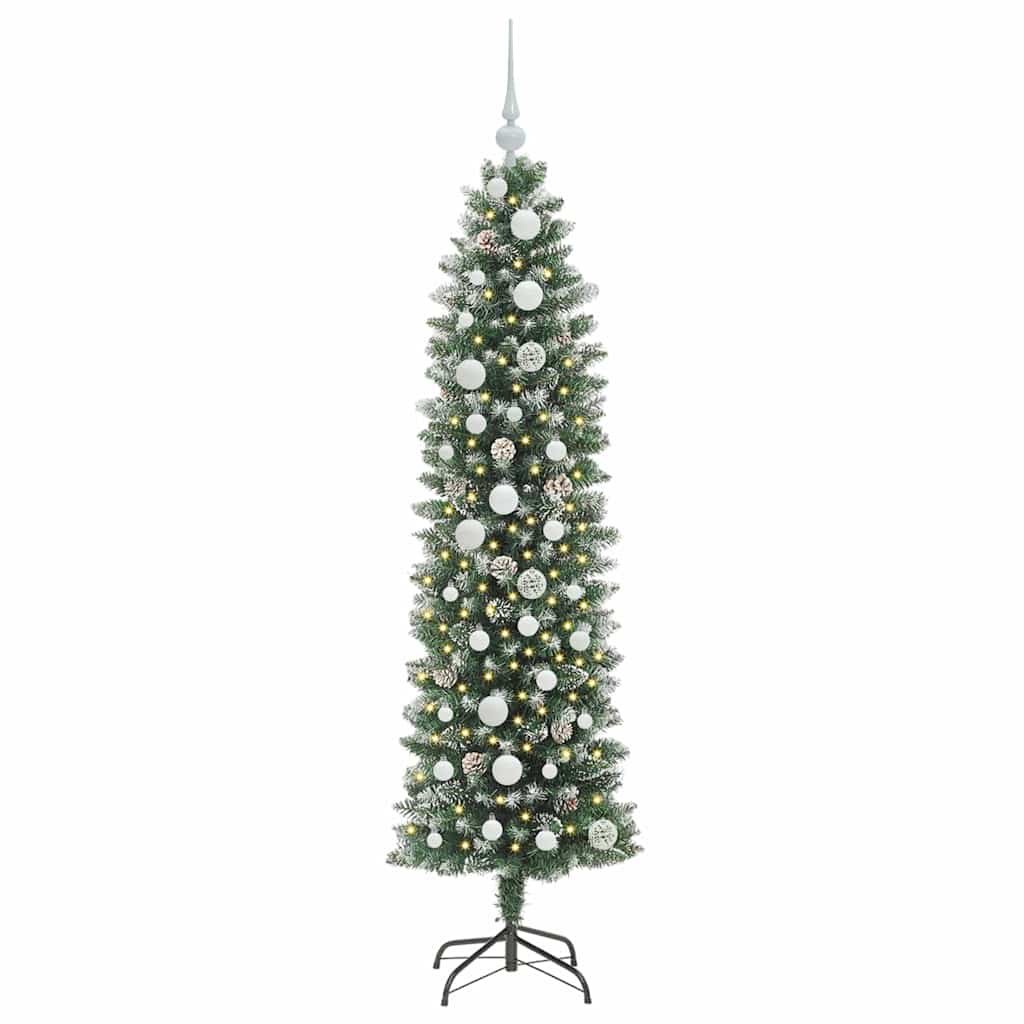 Arbre de Noël artificiel slim avec 150 LED Vert et blanc 150 cm - XIOS
