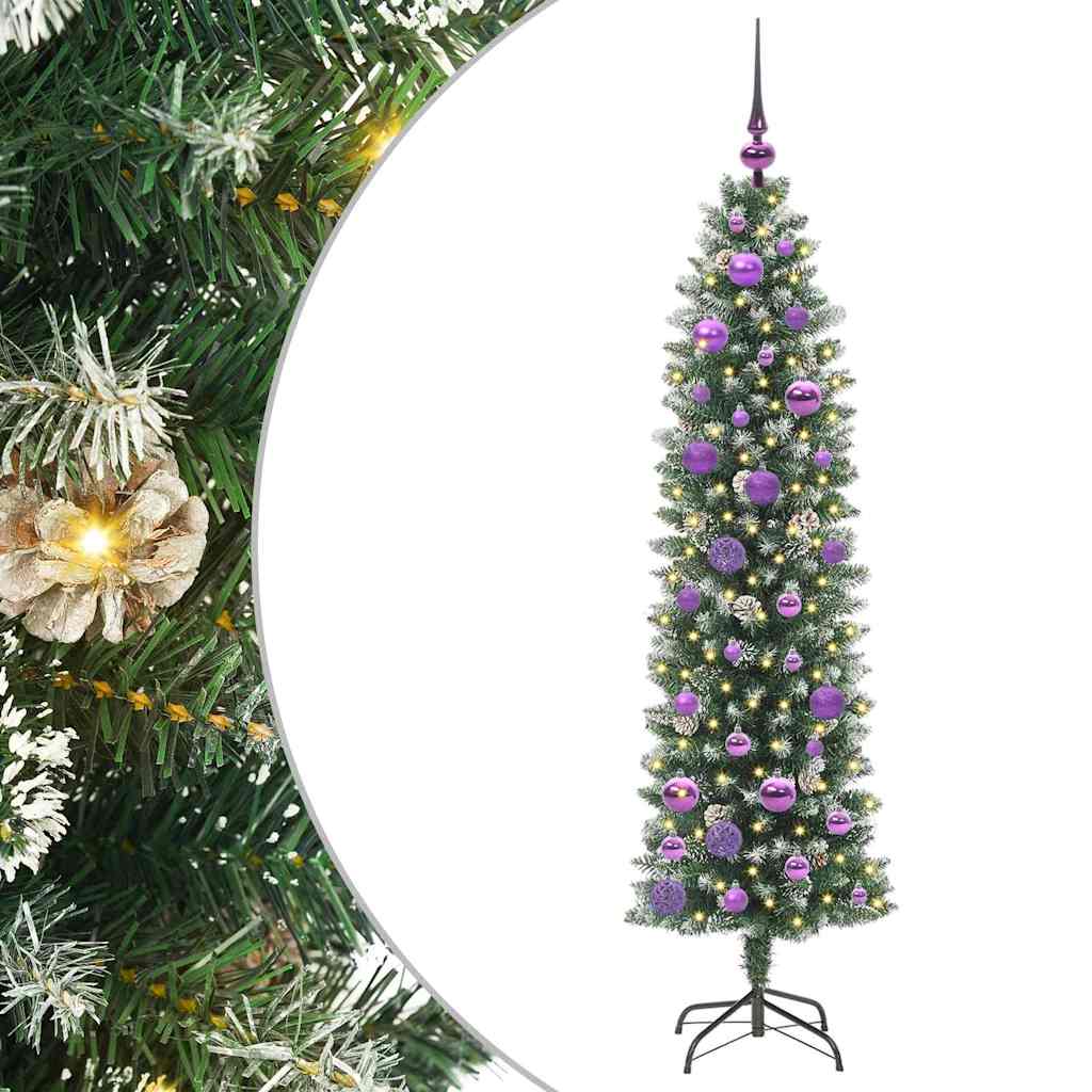 Arbre de Noël artificiel slim avec 150 LED Vert et blanc 150 cm - XIOS
