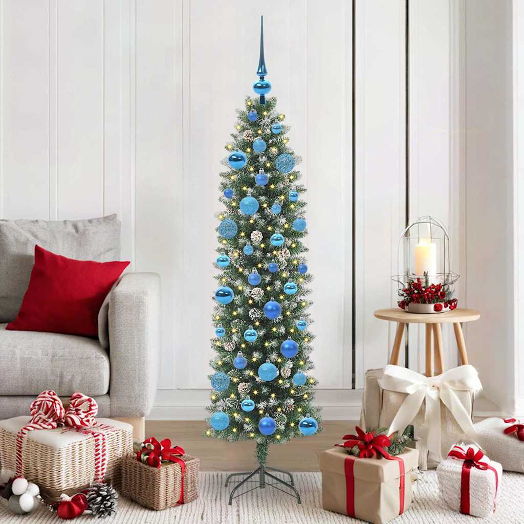Arbre de Noël artificiel slim avec 150 LED Vert et blanc 150 cm - XIOS