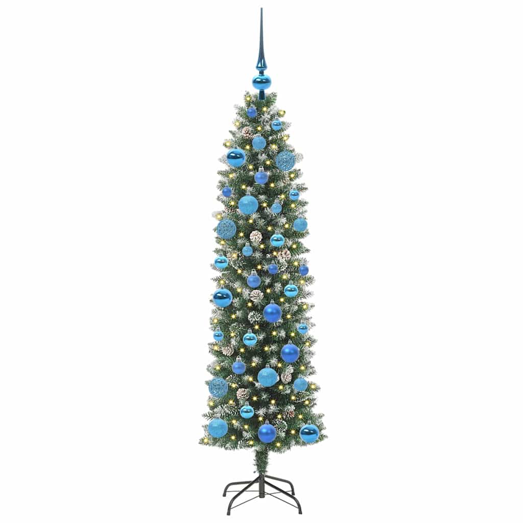 Arbre de Noël artificiel slim avec 150 LED Vert et blanc 150 cm - XIOS