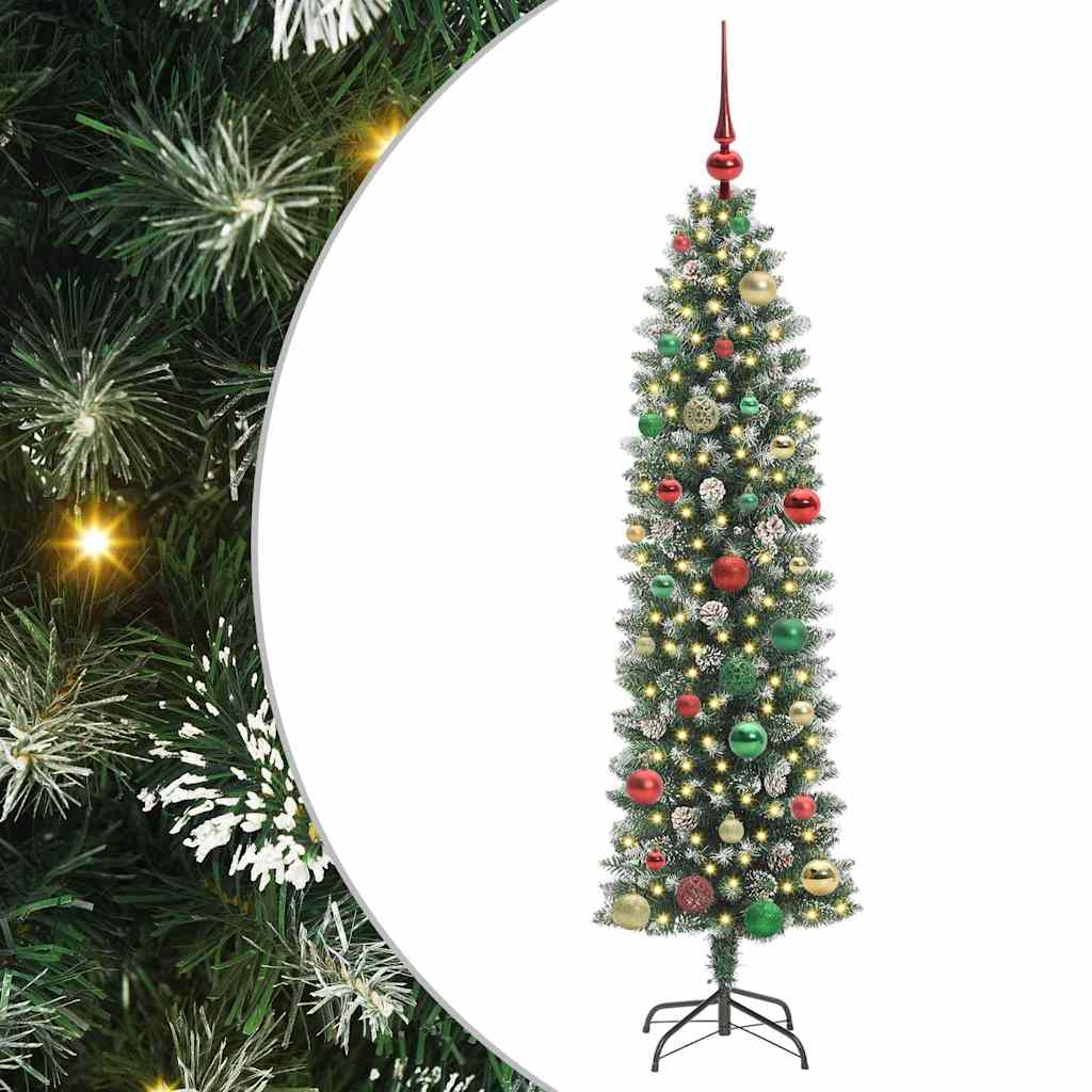 Arbre de Noël artificiel slim avec 150 LED Vert et blanc 150 cm - XIOS