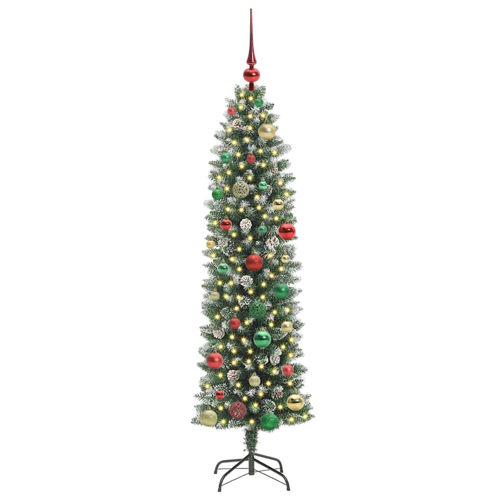 Arbre de Noël artificiel slim avec 150 LED Vert et blanc 150 cm - XIOS
