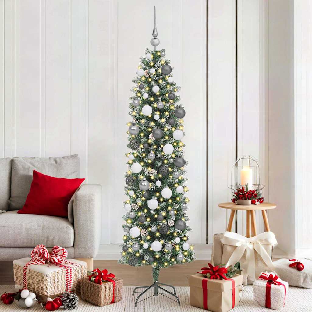 Arbre de Noël artificiel slim avec 300 LED Vert et blanc 180 cm - XIOS
