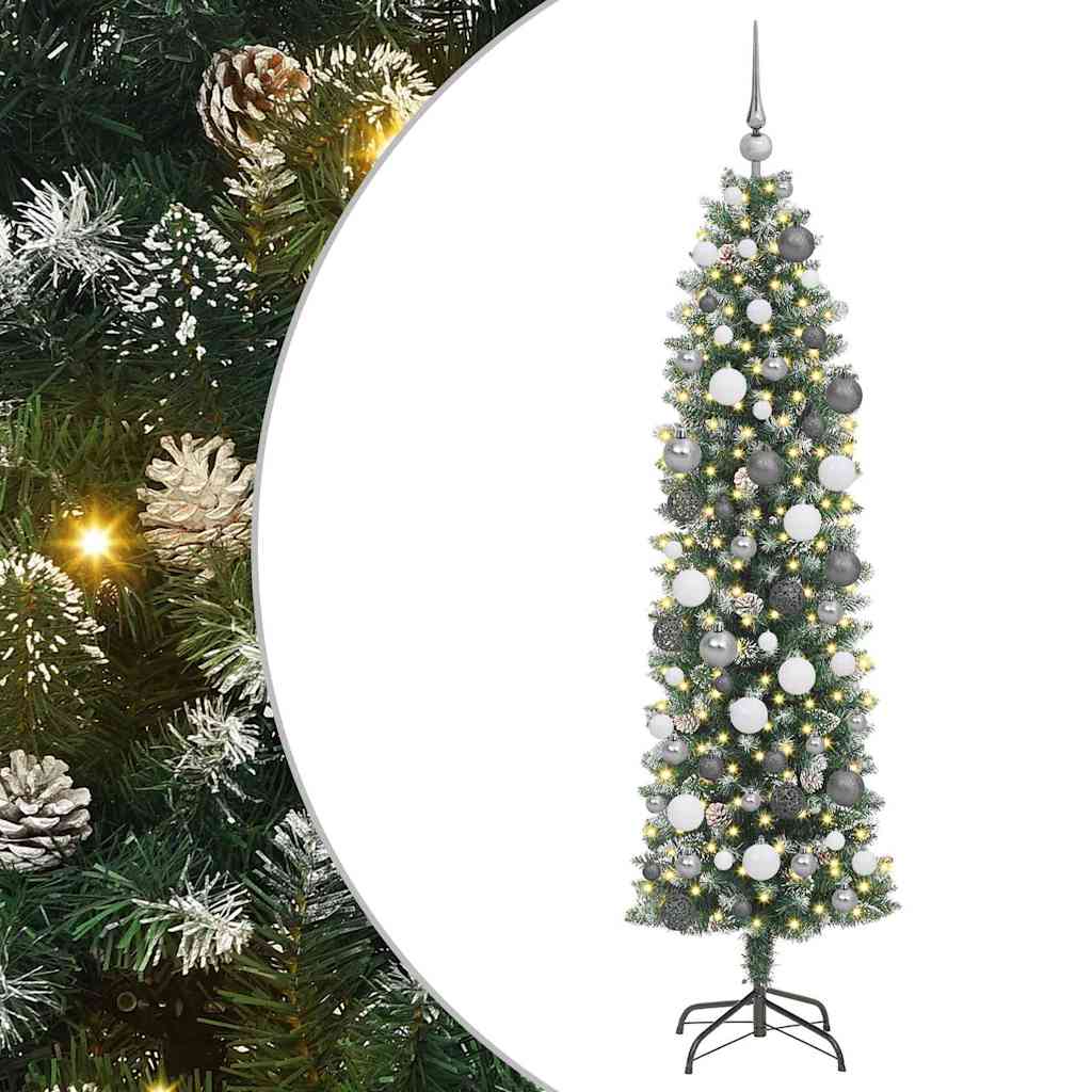 Arbre de Noël artificiel slim avec 300 LED Vert et blanc 180 cm - XIOS
