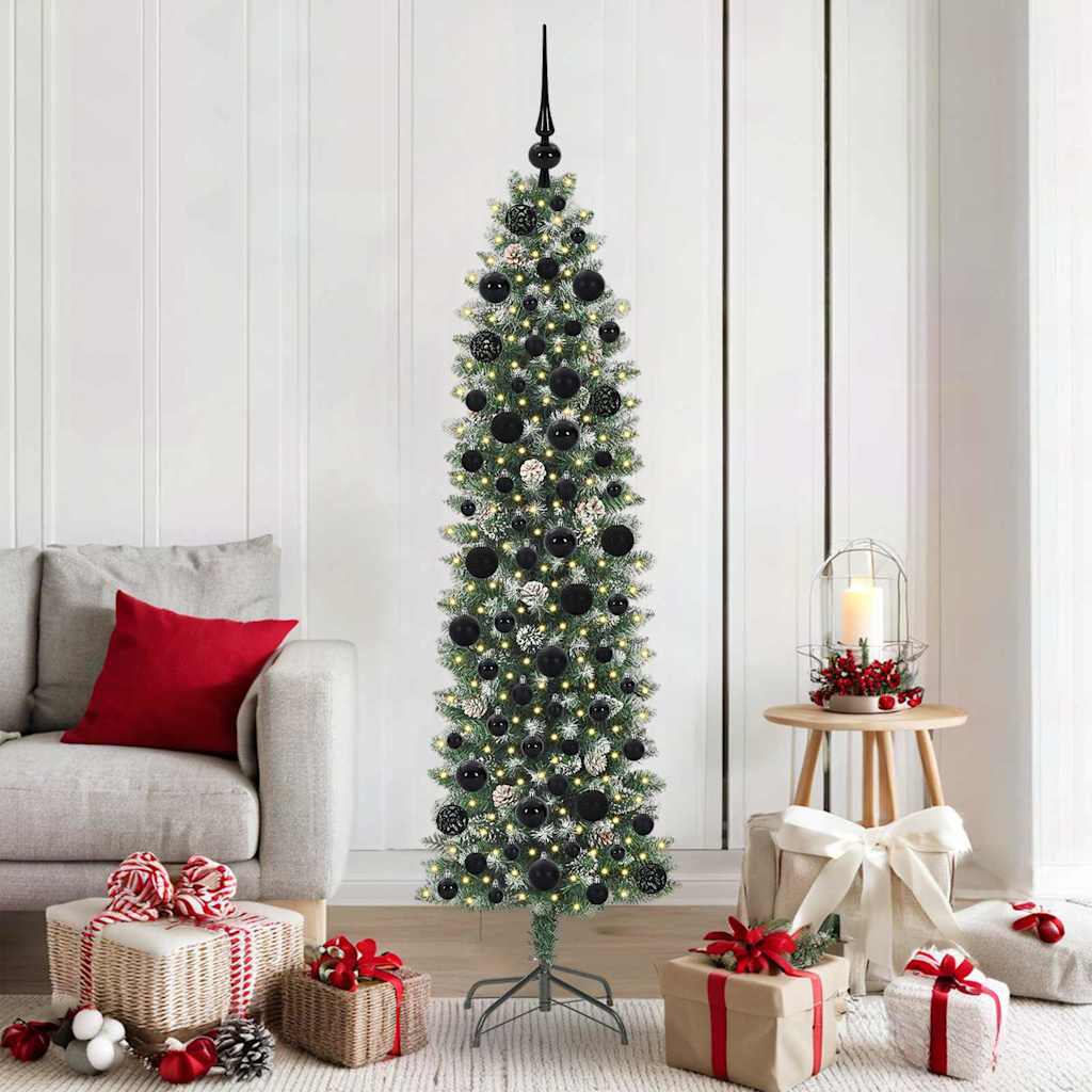 Arbre de Noël artificiel slim avec 300 LED Vert et blanc 180 cm - XIOS