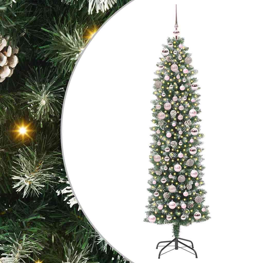 Arbre de Noël artificiel slim avec 300 LED Vert et blanc 180 cm - XIOS