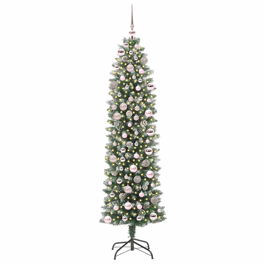 Arbre de Noël artificiel slim avec 300 LED Vert et blanc 180 cm - XIOS