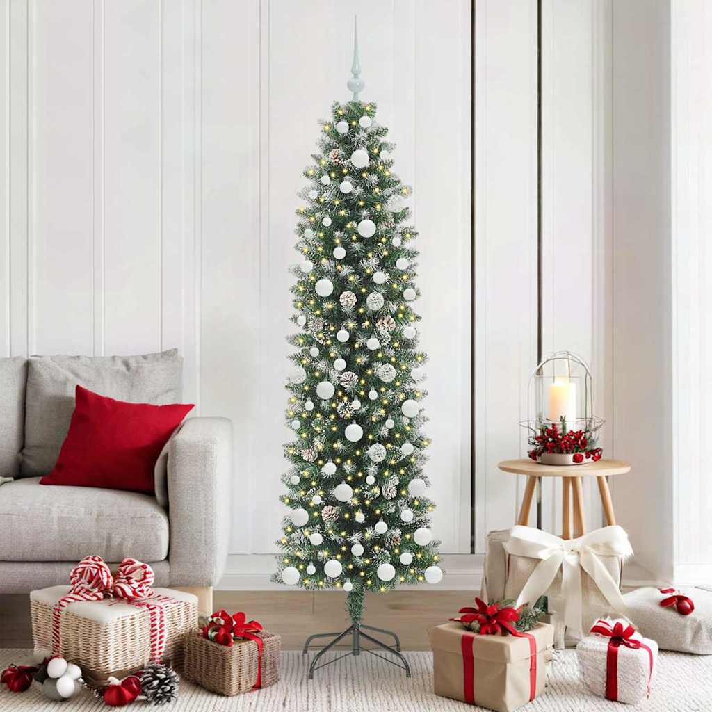 Arbre de Noël artificiel slim avec 300 LED Vert et blanc 180 cm - XIOS