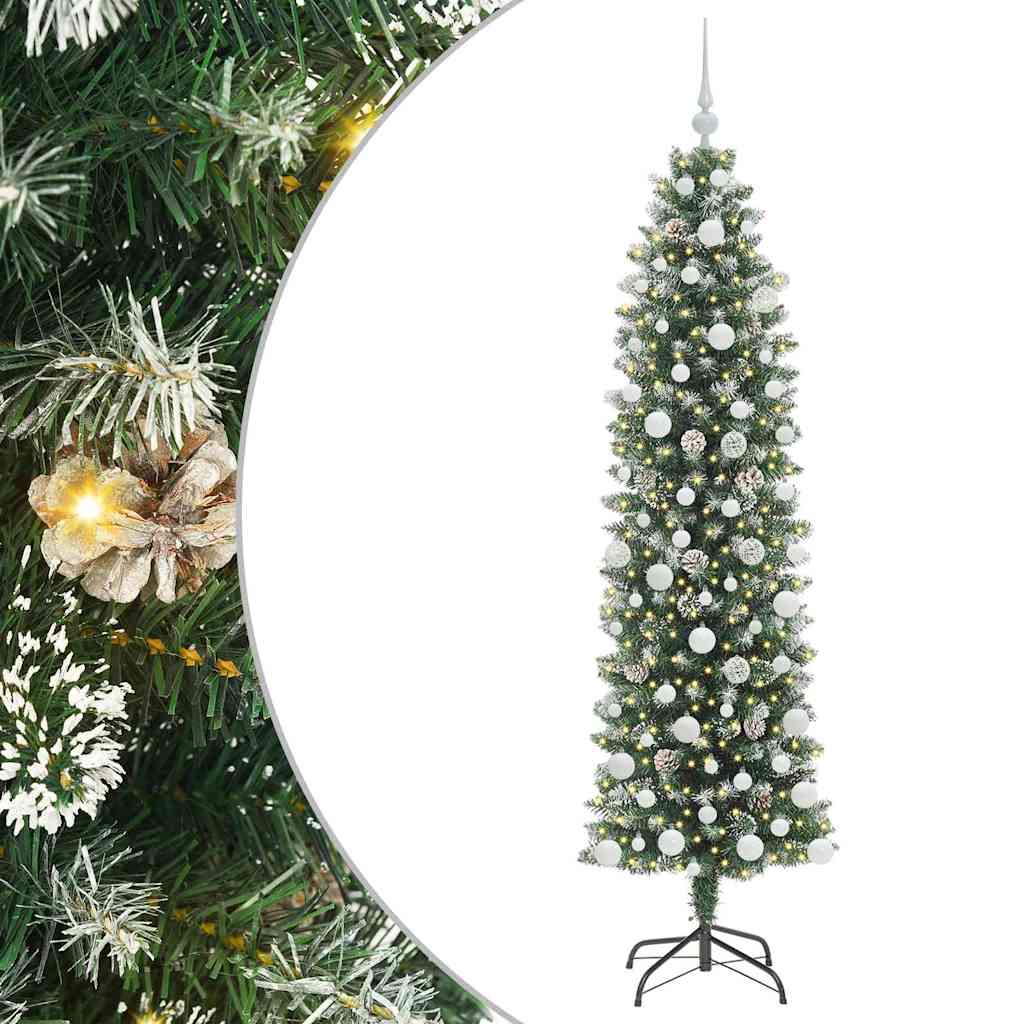 Arbre de Noël artificiel slim avec 300 LED Vert et blanc 180 cm - XIOS