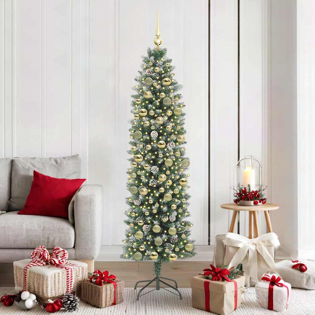 Arbre de Noël artificiel slim avec 300 LED Vert et blanc 180 cm - XIOS