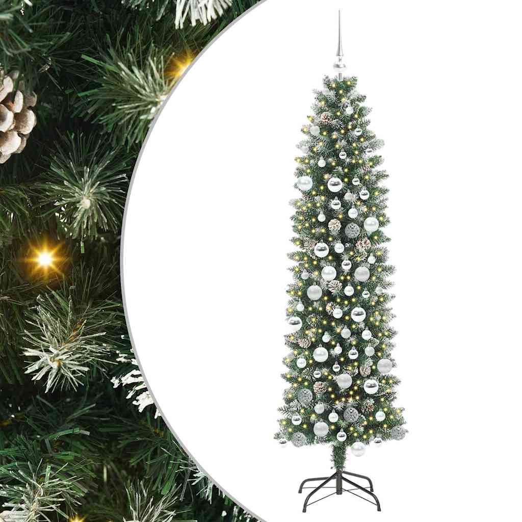 Arbre de Noël artificiel slim avec 300 LED Vert et blanc 180 cm - XIOS
