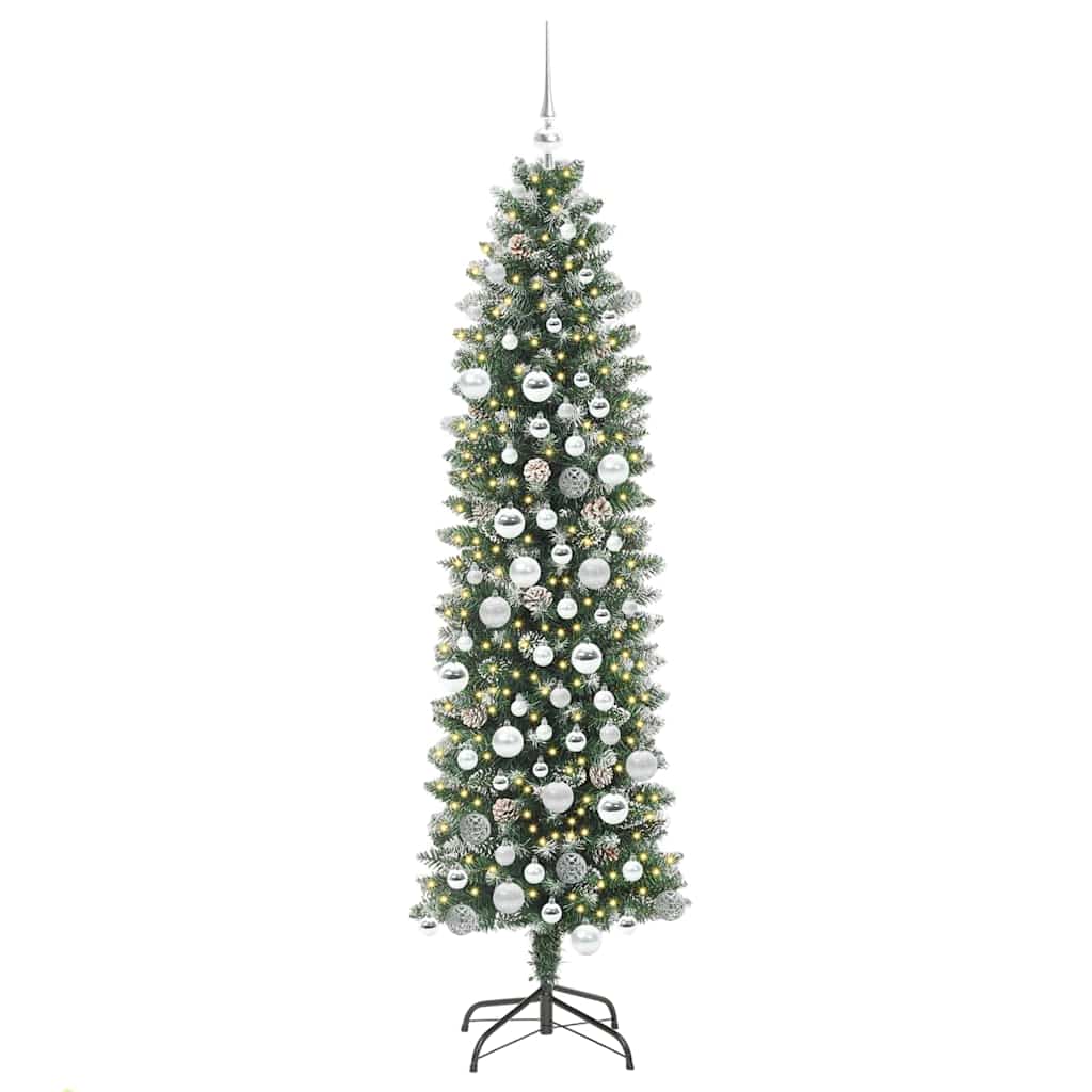Arbre de Noël artificiel slim avec 300 LED Vert et blanc 180 cm - XIOS