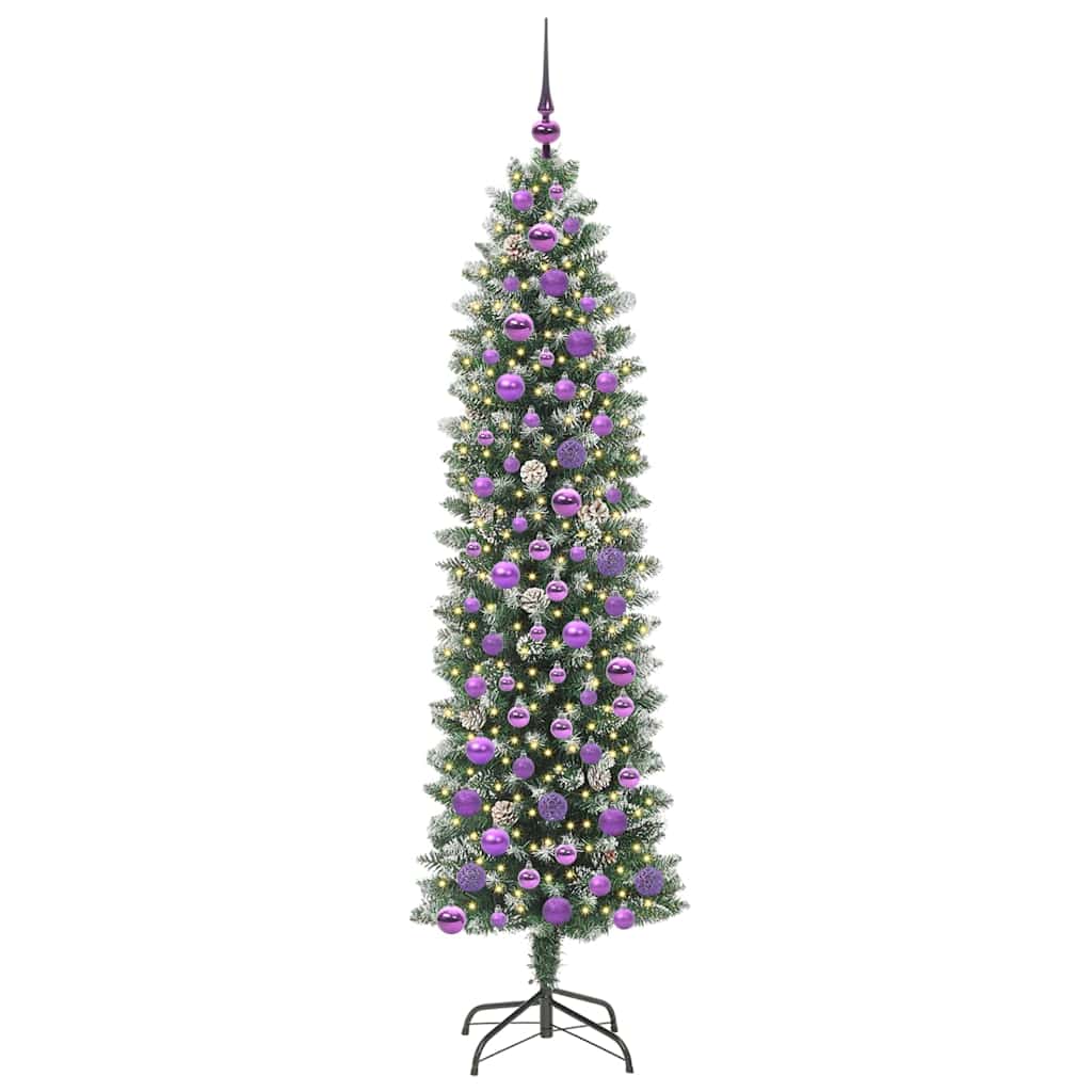 Arbre de Noël artificiel slim avec 300 LED Vert et blanc 180 cm - XIOS