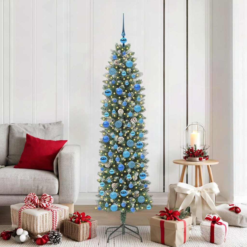 Arbre de Noël artificiel slim avec 300 LED Vert et blanc 180 cm - XIOS