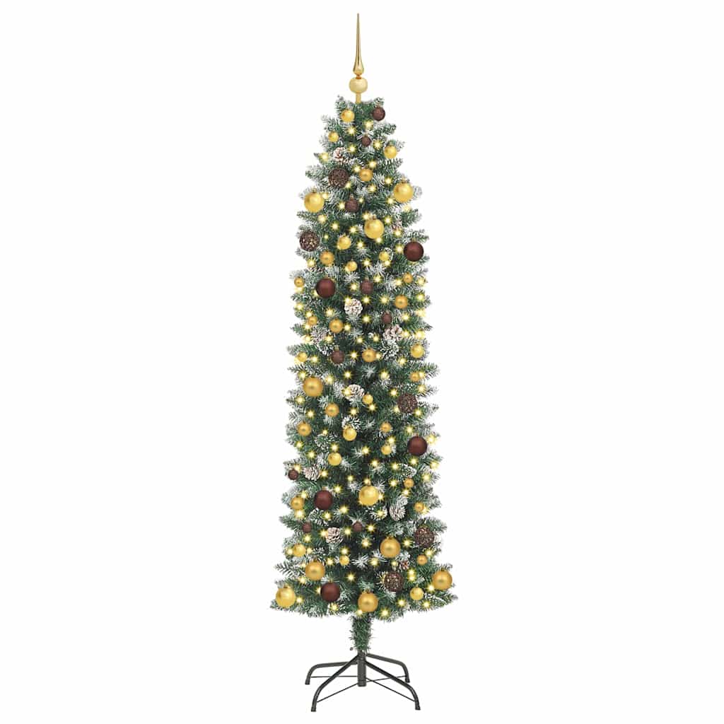 Arbre de Noël artificiel slim avec 300 LED Vert et blanc 210 cm - XIOS