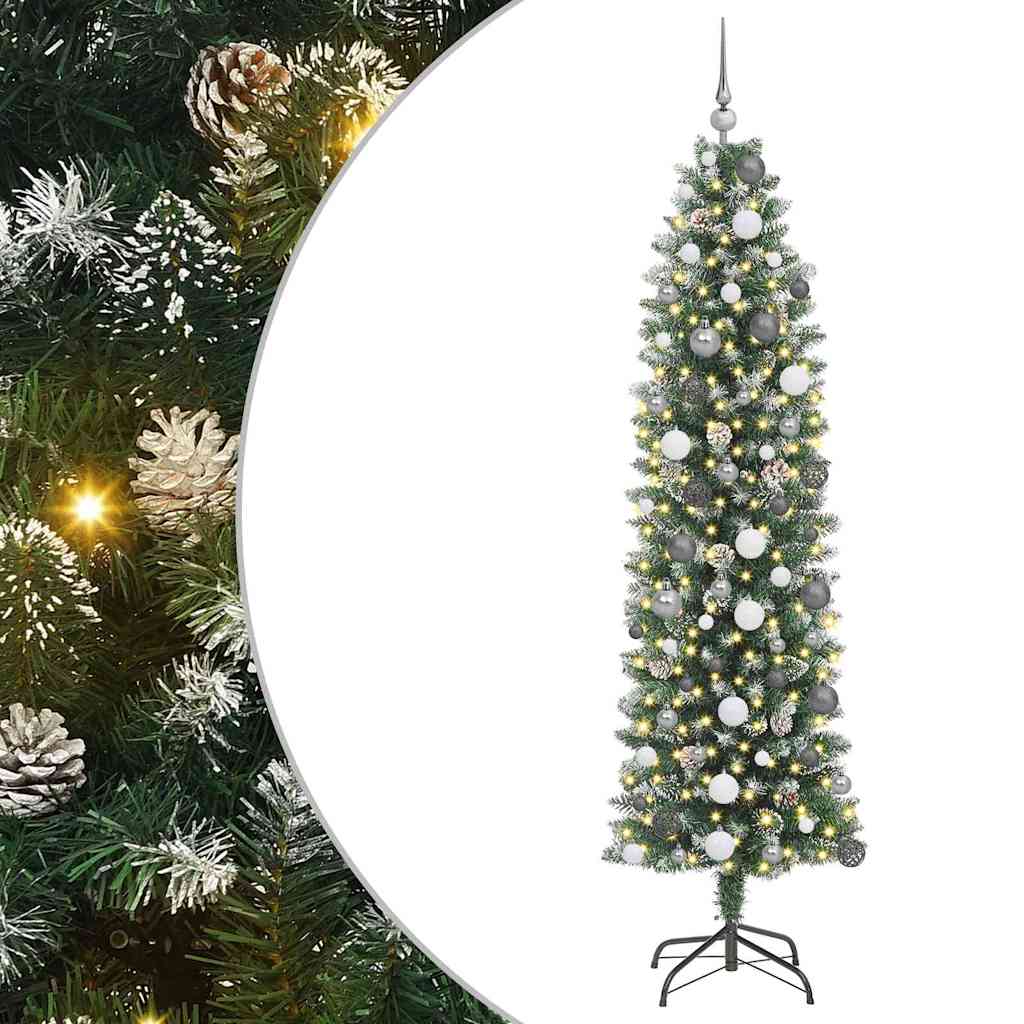 Arbre de Noël artificiel slim avec 300 LED Vert et blanc 210 cm - XIOS