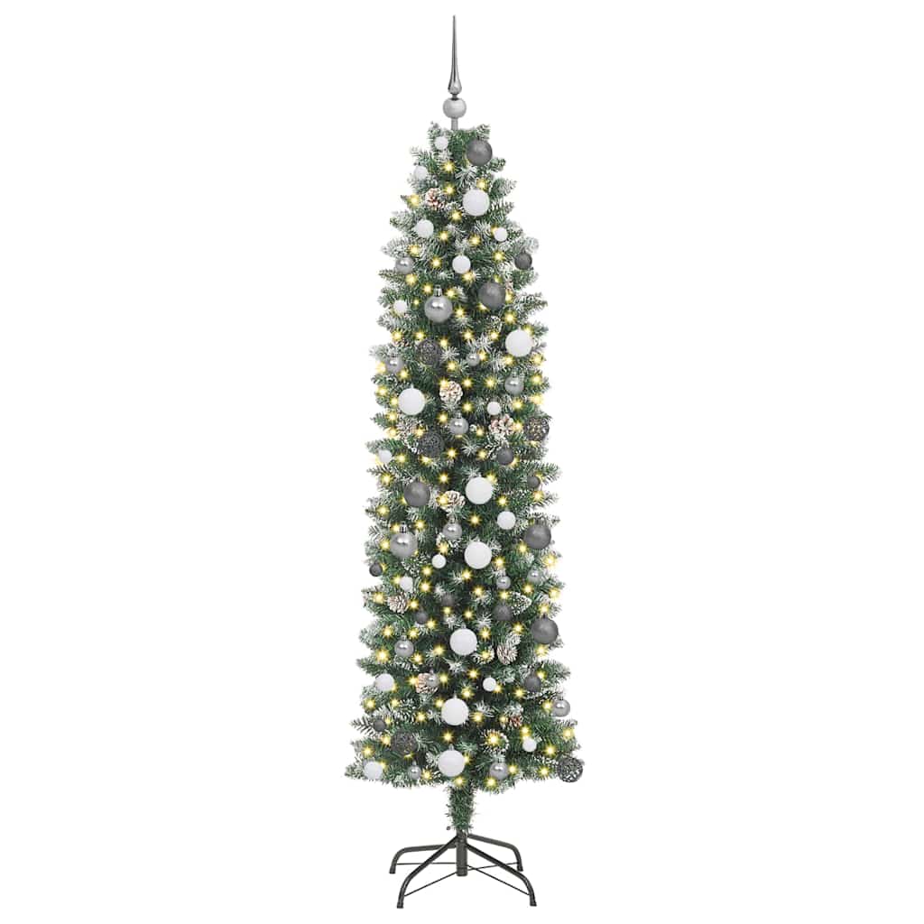 Arbre de Noël artificiel slim avec 300 LED Vert et blanc 210 cm - XIOS