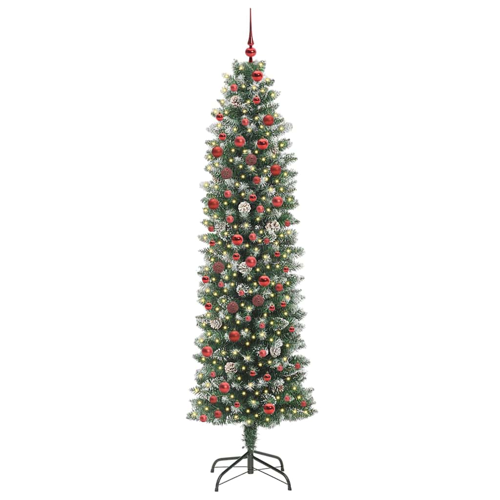 Arbre de Noël artificiel slim avec 300 LED Vert et blanc 210 cm - XIOS