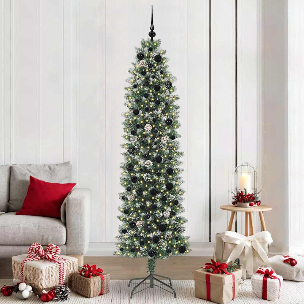 Arbre de Noël artificiel slim avec 300 LED Vert et blanc 210 cm - XIOS