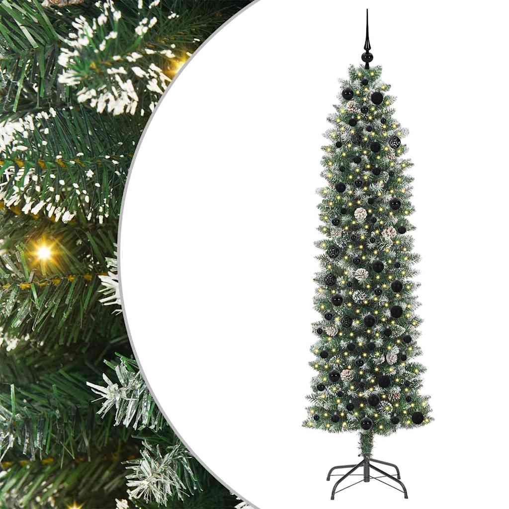 Arbre de Noël artificiel slim avec 300 LED Vert et blanc 210 cm - XIOS