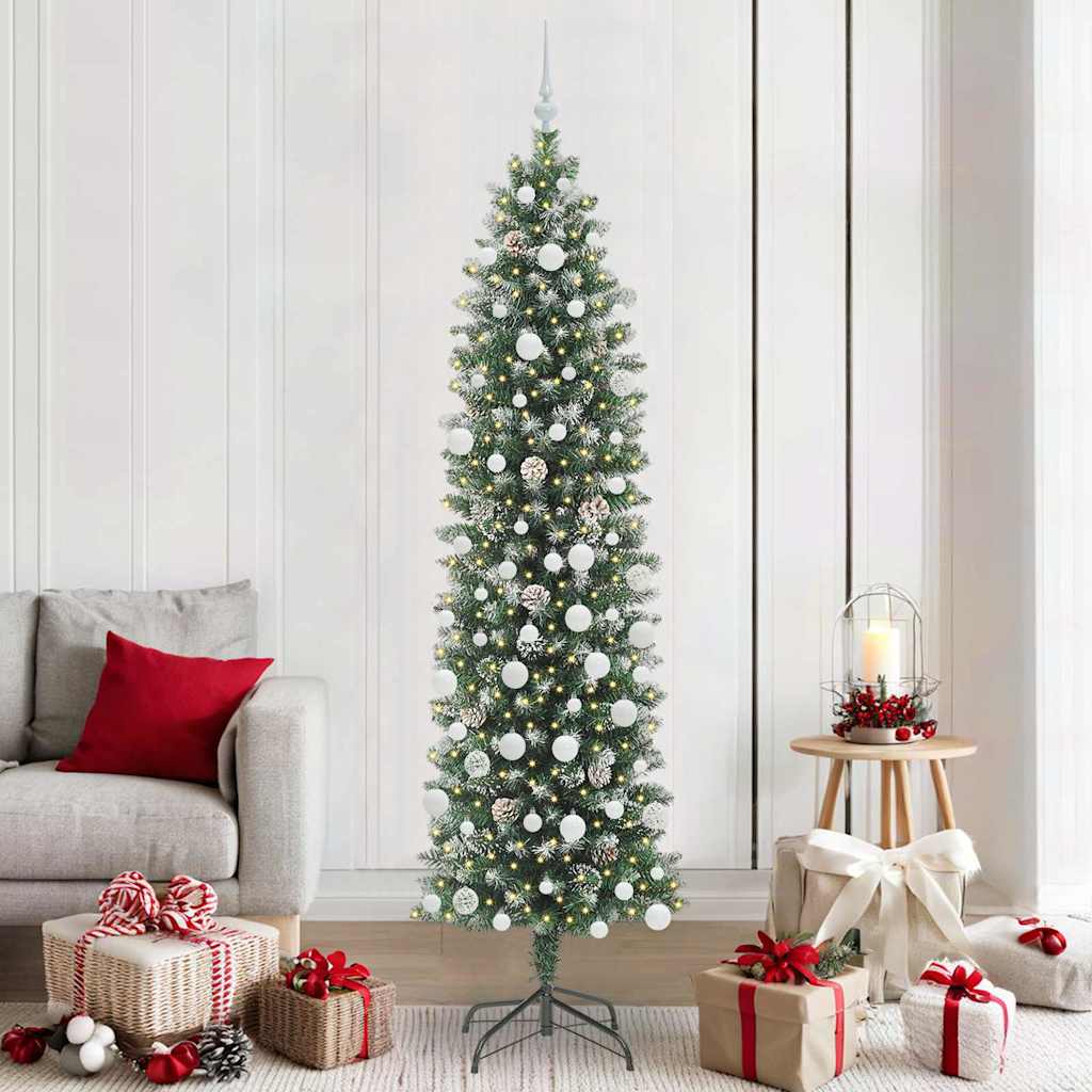 Arbre de Noël artificiel slim avec 300 LED Vert et blanc 210 cm - XIOS