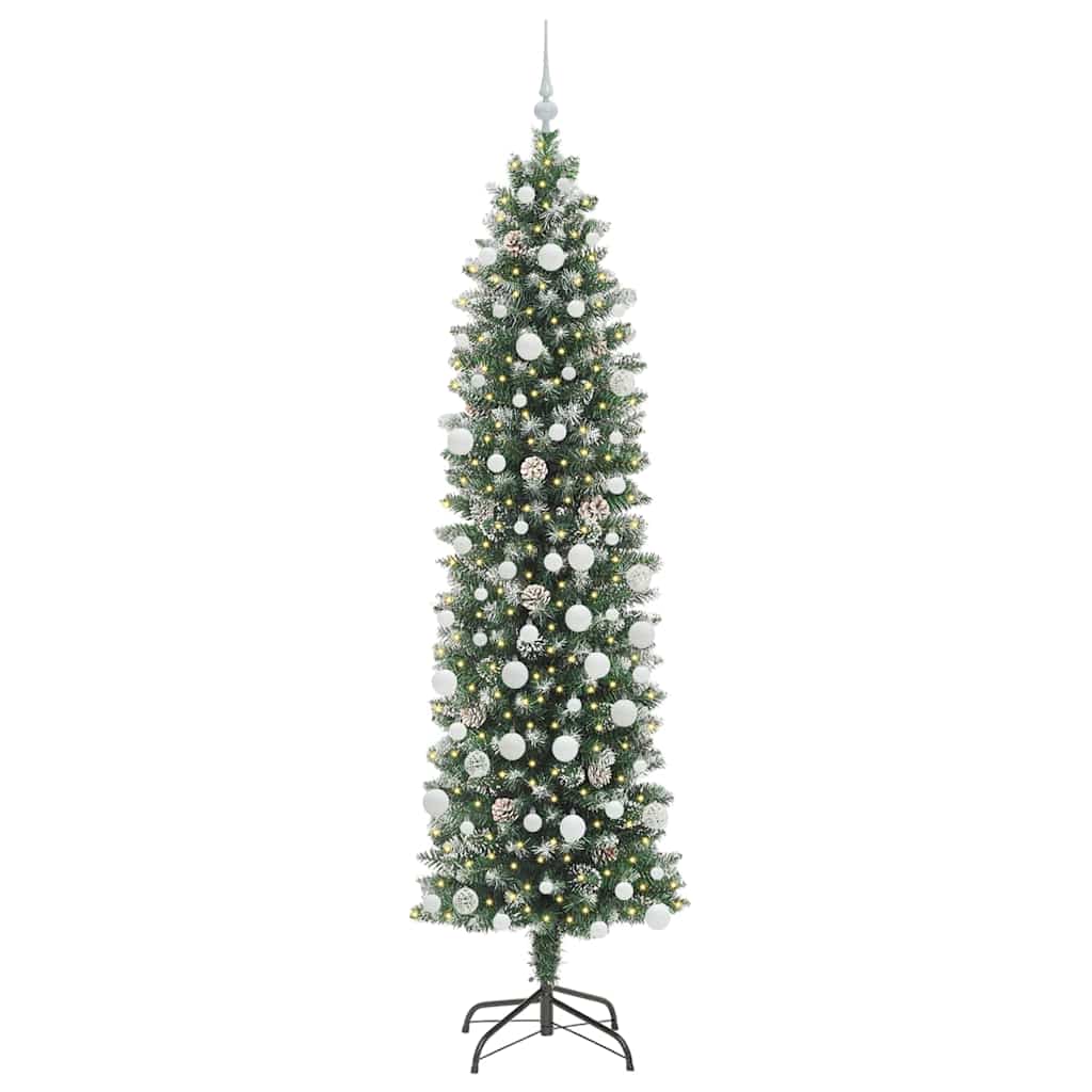 Arbre de Noël artificiel slim avec 300 LED Vert et blanc 210 cm - XIOS