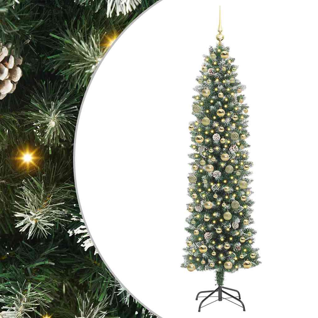 Arbre de Noël artificiel slim avec 300 LED Vert et blanc 210 cm - XIOS