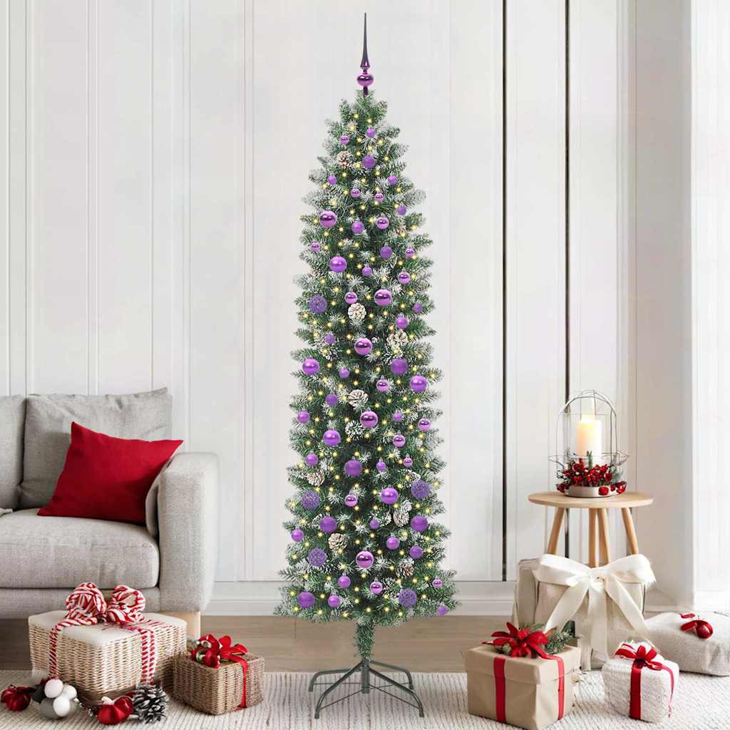 Arbre de Noël artificiel slim avec 300 LED Vert et blanc 210 cm - XIOS