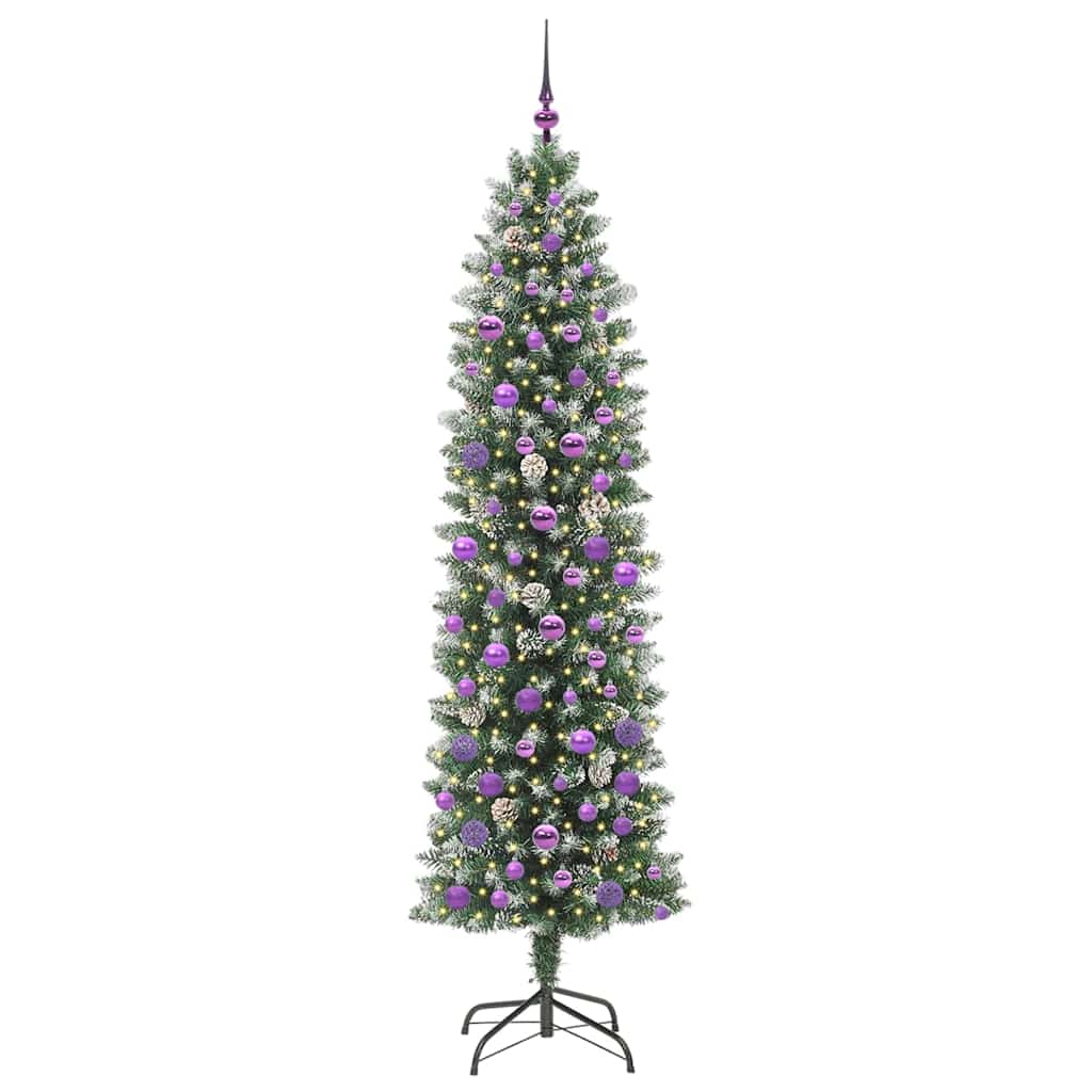 Arbre de Noël artificiel slim avec 300 LED Vert et blanc 210 cm - XIOS