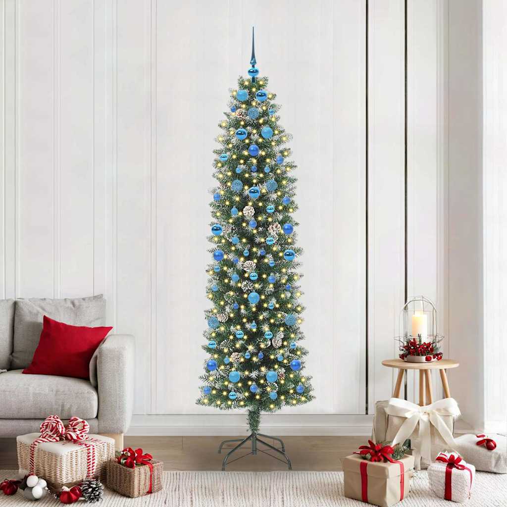 Arbre de Noël artificiel slim avec 300 LED Vert et blanc 210 cm - XIOS