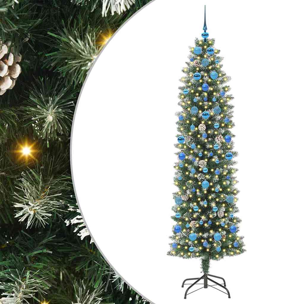 Arbre de Noël artificiel slim avec 300 LED Vert et blanc 210 cm - XIOS