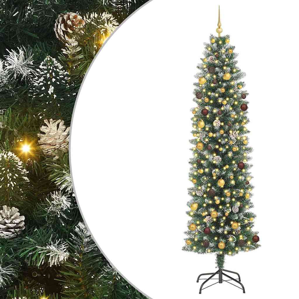 Arbre de Noël artificiel slim avec 300 LED Vert et blanc 240 cm