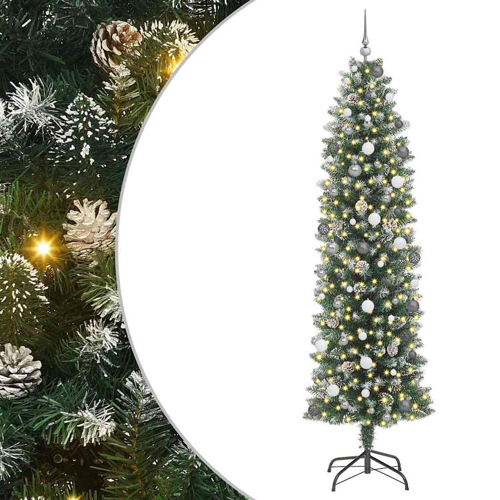 Arbre de Noël artificiel slim avec 300 LED Vert et blanc 240 cm